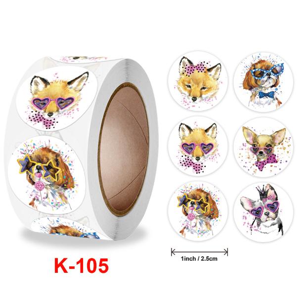 500Pcs Children's Cartoon Animal Stickers Baby Stickers Kindergarten Inspirational Little Red Flower Reward Roll Stickers