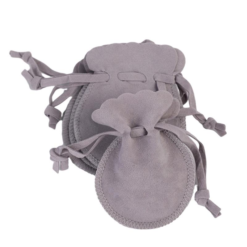 

Small Soft Velvet Jewelry Pouch Cute Gourd Drawstring Bags for Gifts Ring Earrings Candy Display Storage Packaging Supply Case 5pcs сірий