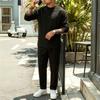 Men's Casual Cotton Linen Long Sleeve Shirt and Drawstring Pants Set - Lightweight Breathable Vintage Outfit