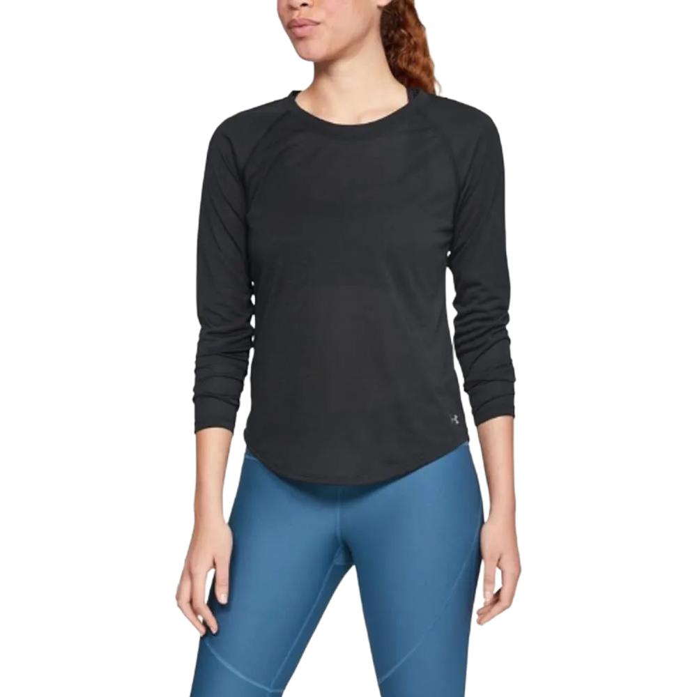 Under Armour Solid Color Long Sleeve Crew Neck Pullover T-Shirt Women Tops 1324138-001