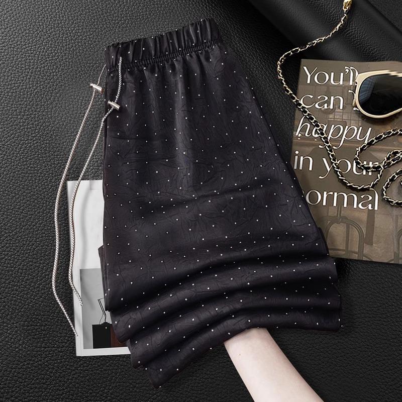 

Women s Cool & Comfortable Spring/Summer 2025 Jacquard Wide Leg Pants - High-End Loose, Casual, Straight-Leg Design. L (105-115 jin) чёрный