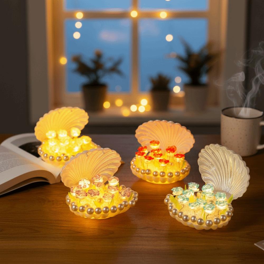 Warm Light Shell Night Light DIY Shell Table Lamp Decorative Light Flower Lamp  Bedroom Decor