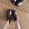 Chelsea Boots for Women with Sheep Pattern and One Foot Pedal Retro Short Boots for Women with Autumn and Winter Thick Sole British Style