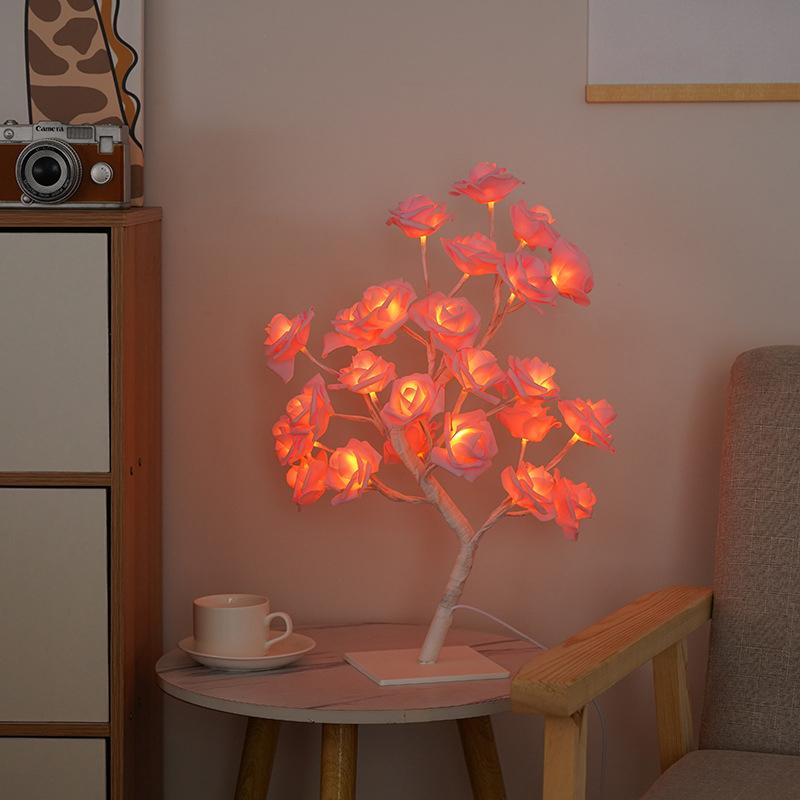 Table Lamp Lights Rose Flower Tree Usb Night Lights Home Decoration Parties Xmas Christmas Wedding Bedroom Decor Rose Lamp