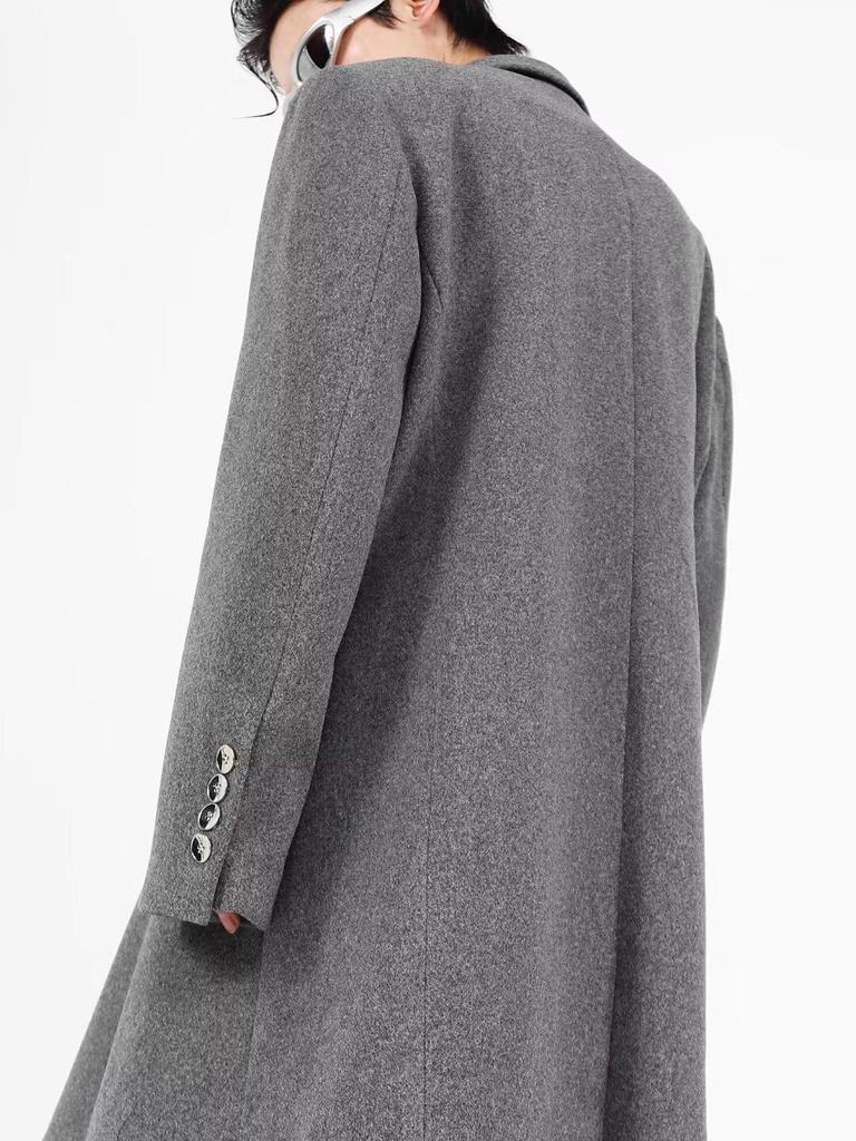 2025 Autumn Men's Plus Size Loose Wool Trench Coat with British Metal Detailing - Trendy Hong Kong Style