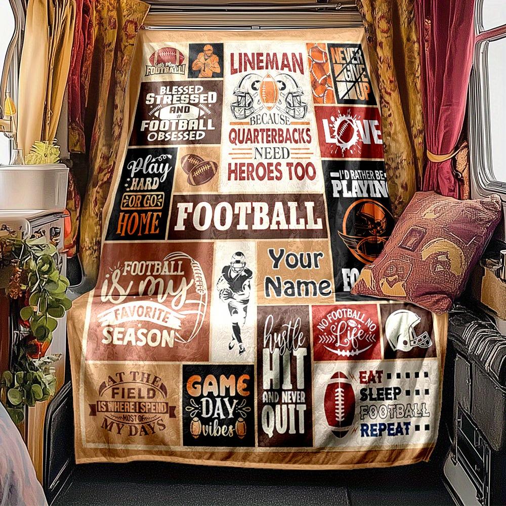 Lineman Football Obsessed Blanket Personalized Name Soft Comfortable Stylish Blanket Car Blanket Perfect For Travel Camping Outdoor Home Suitable For