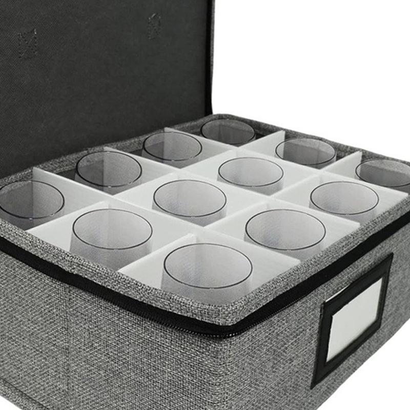 Sturdy Cloth Elegant Glass Holder Box Holds Multiple Stemwares for Easy Access And Space Saving Designs