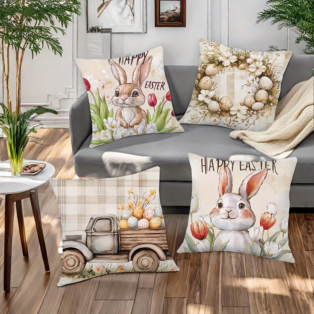 4 Piece Set New Pillow Covers Easter Pattern Warm And Cozy Beautiful And Practical Suitable For Home Sofa Decoration Home