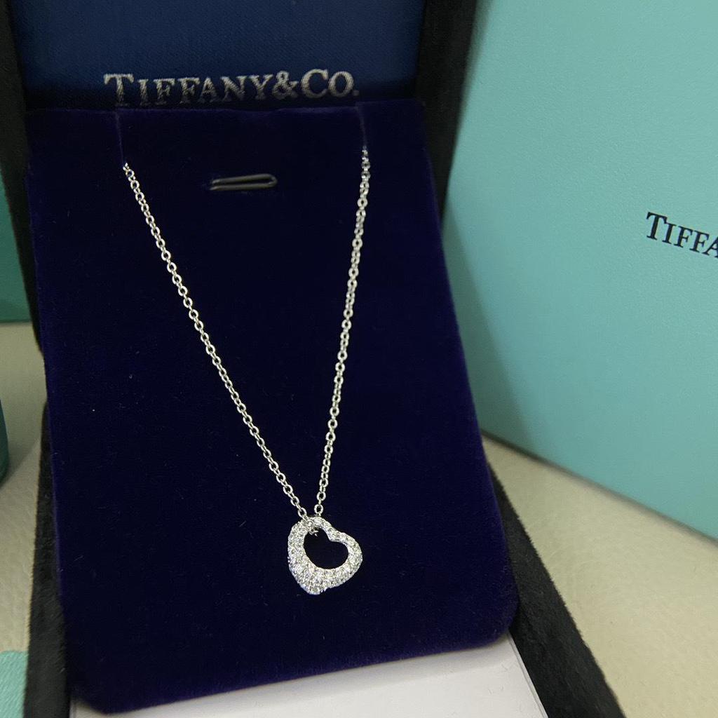 Collar con Colgante de Corazón de Plata de Ley 925 para Mujer Familia T con Diamantes y Esmalte, Cadena Clavicular Azul Clásico, Colgante para Mejor Amiga