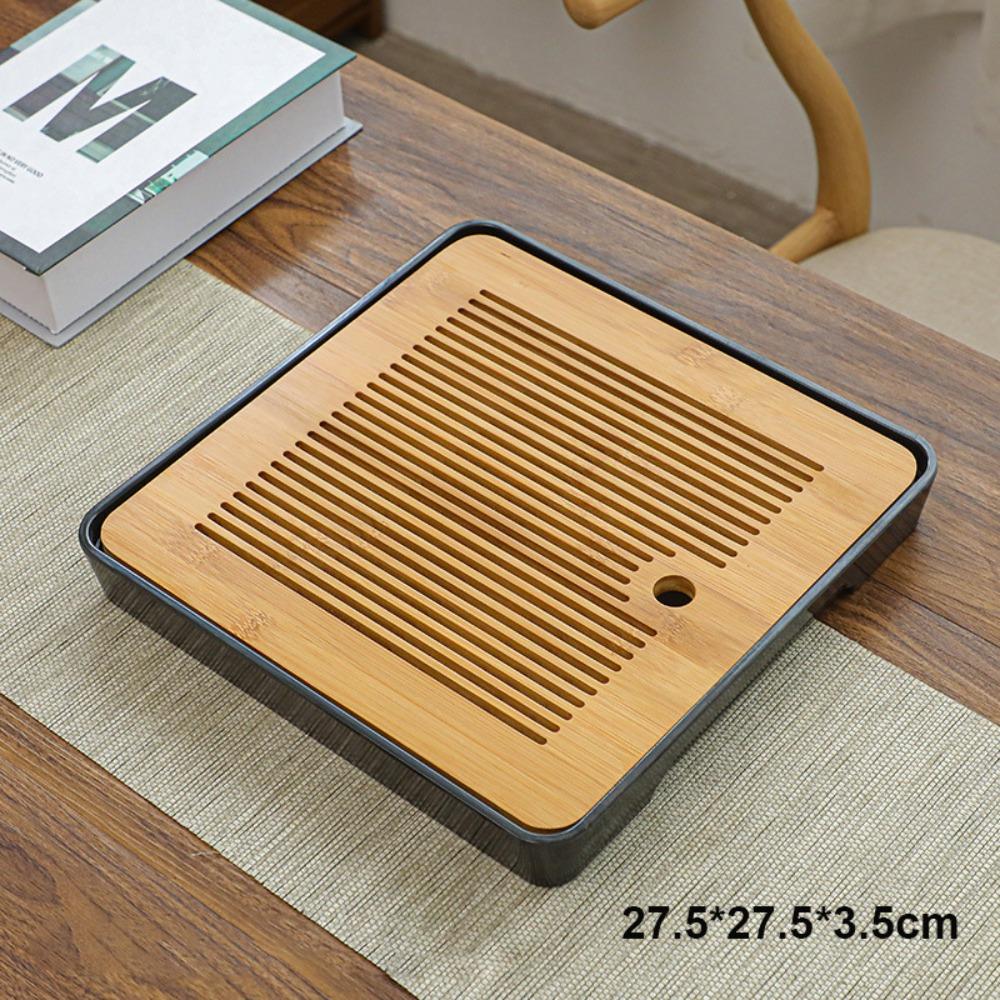 

New Durable High Quality Bamboo Tea Tray 43.5x26.5cm with Water Storage Tea Serving Tray Simple Drainage Kungfu Tea Table Party