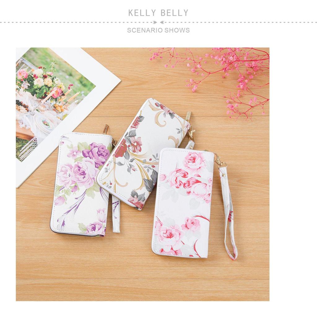 Women's Rose Print Wallet & Phone Bag