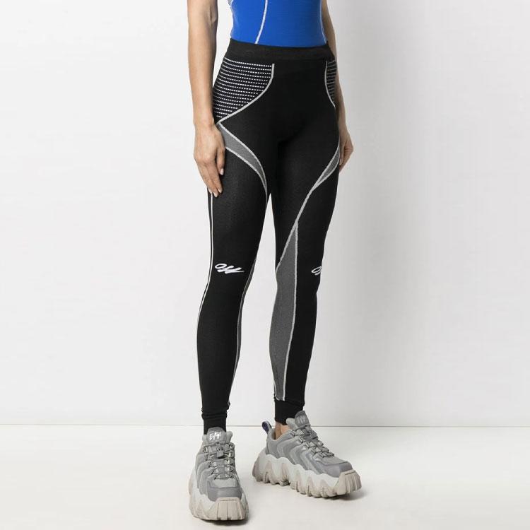 Off-White Athleisure Seamless Leggings Black/White Women Bottoms OWVG020R21KNI0011001