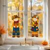 Harvest Festival Glass Stickers Fall Window Clings, Autumn Scarecrow Maple Leaf Stickers, Reusable Double-Sided Theme Ornaments Static PVC Decals for