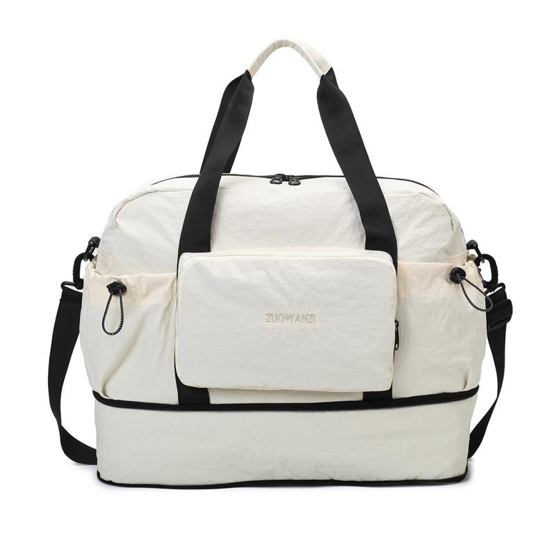 

Foldable gym bag with dry and wet separation, expandable travel handbag, single shoulder crossbody travel bag, sports gym bag 47*23*37 бежевый