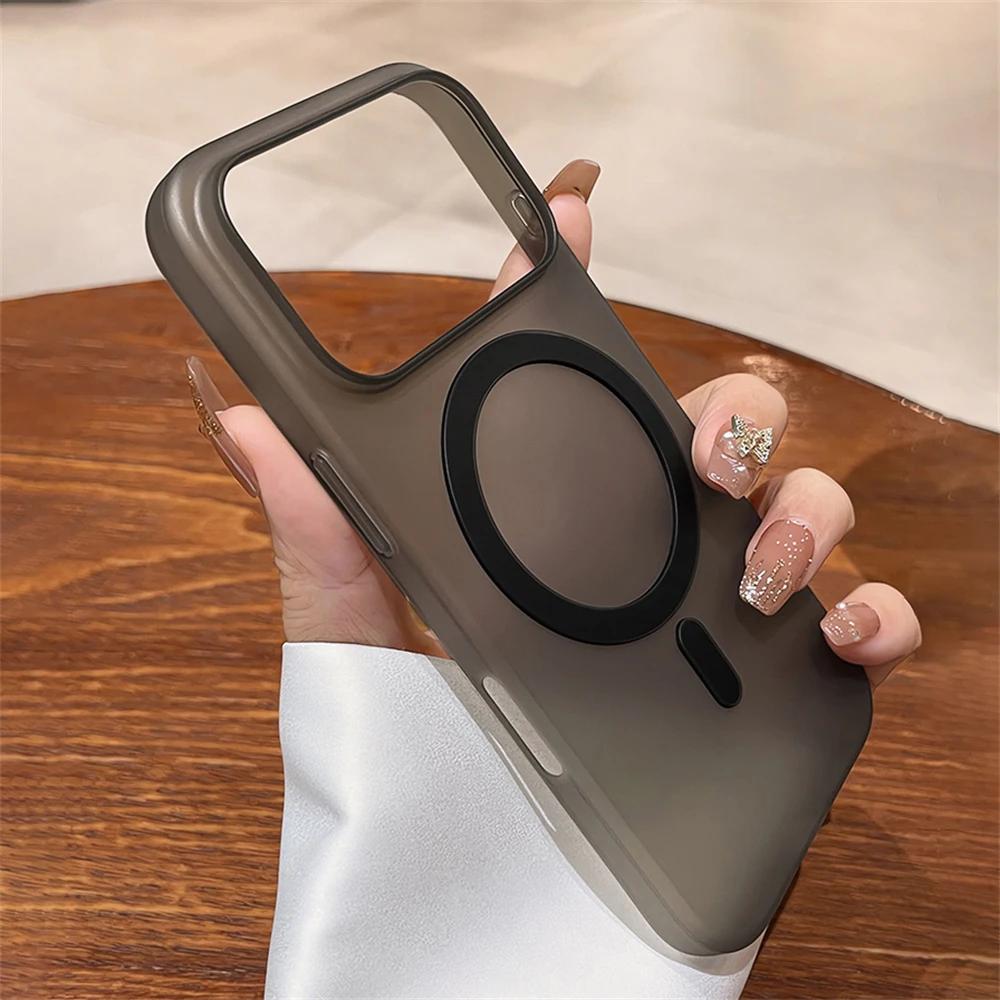 Luxury For Magsafe Wireless Charge Matte Phone Case For iPhone 17 Air 16 15 Pro Max Plus Magnetic Soft Bumper Transparent Cover