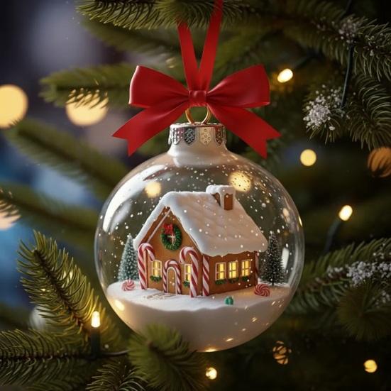 Juleanheng Scenekule Festlig Atmosfære Dekorasjon med Hus Inni Dekorativt Ornament