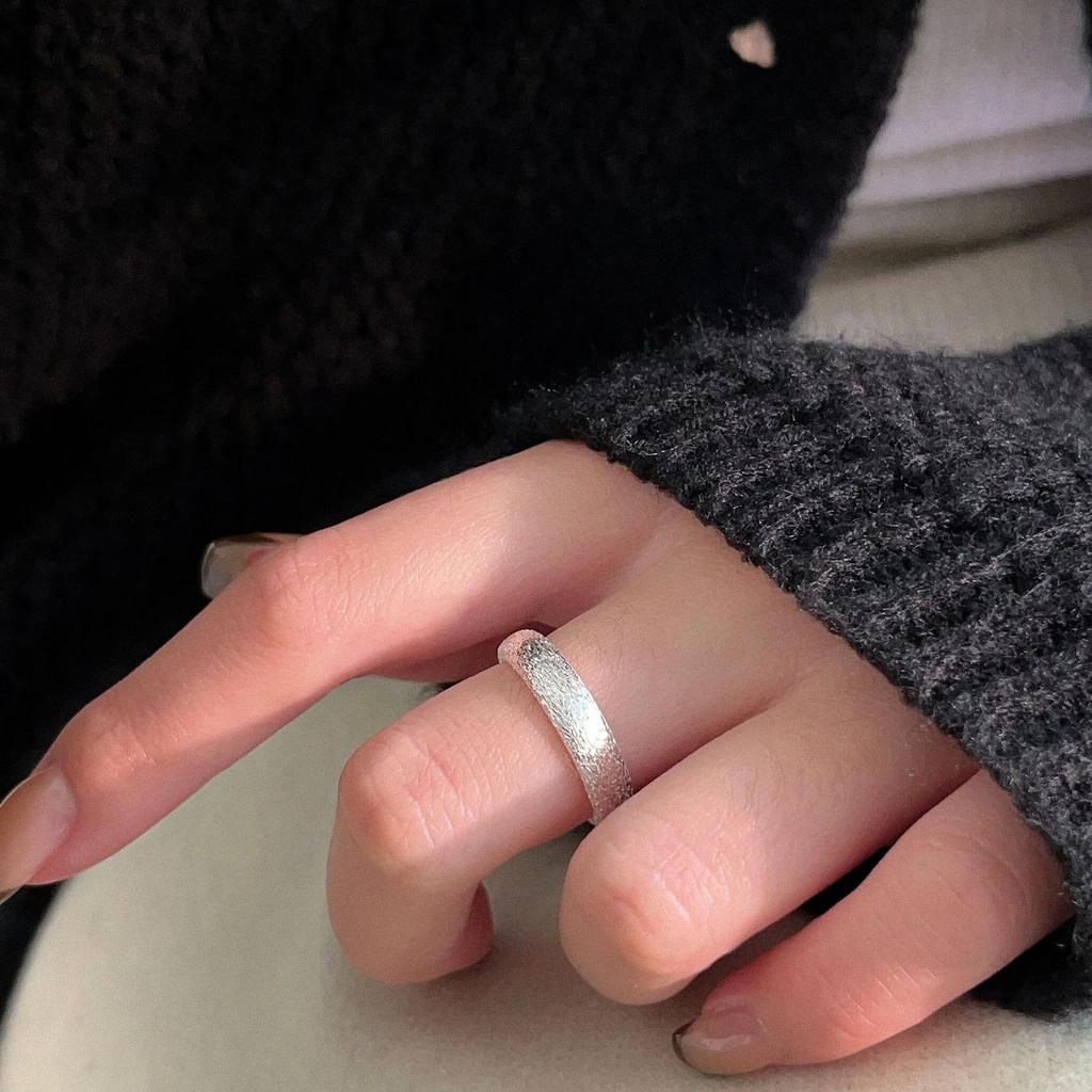 Geometric Frosted Adjustable Open Ring - Versatile Fashion for Women