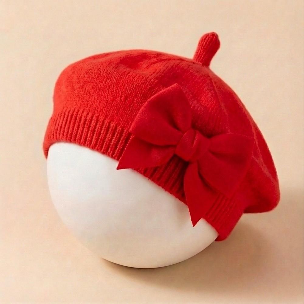 Bébé Doux Grande Fleur Beret Tricoté Chapeau Chaud Mignon Enfants Bonnet Casquette Quotidien