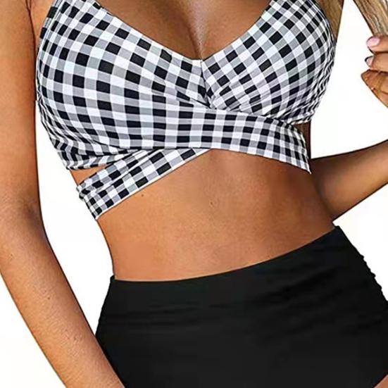 2Pcs/Set Printing Swimsuit Split Type Leopard Front Cross Bikini Set Beach