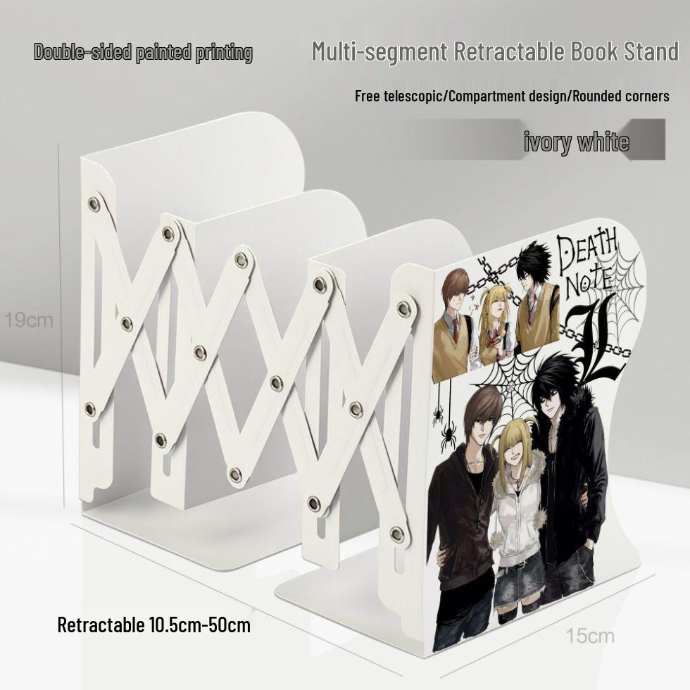 Death Note Cute Cartoon Desktop Organizer: Retractable Folding Book Stand for Students