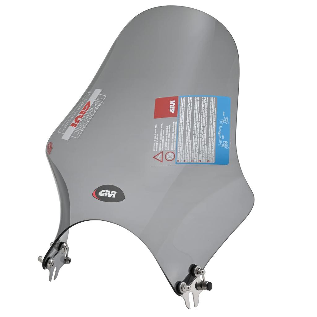 GIVI Motorcycle Universal Stake A210 Small 90115 Windscreen, (Headlight Clamp), Semi-Smoke, Windscreen,