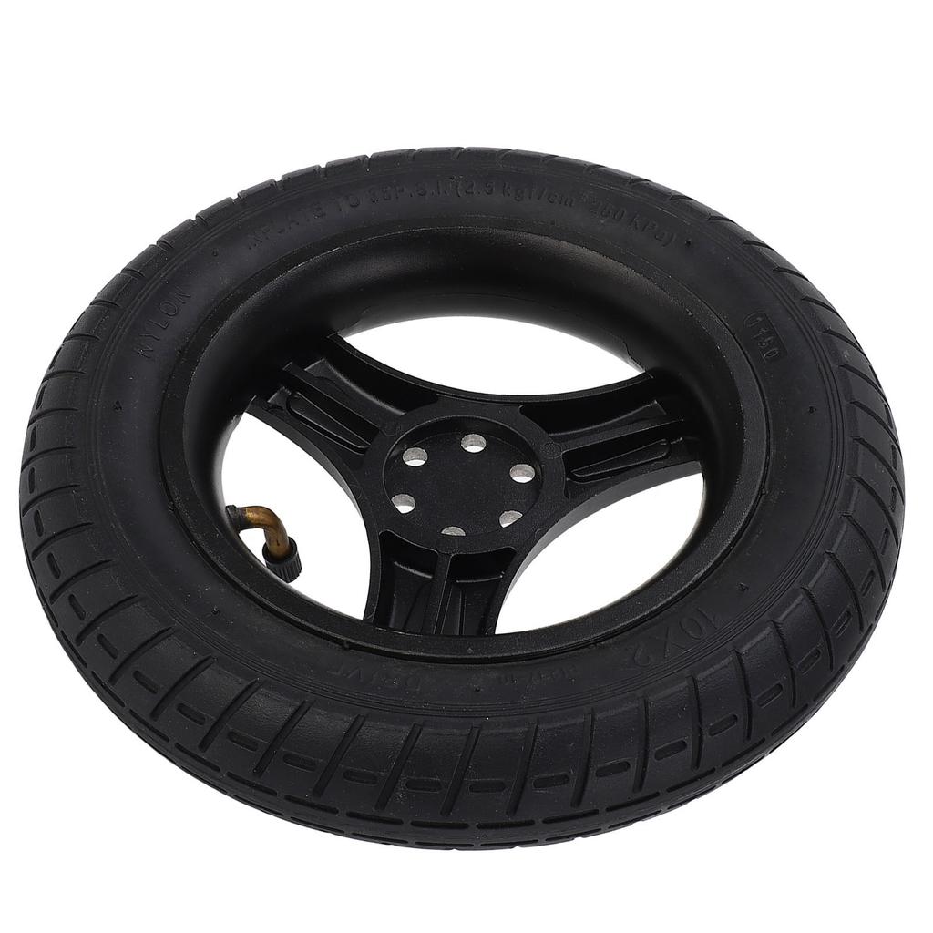 10x2 Inch Rear Wheel with Aluminum Alloy Hub 6 Holes Low Noise Inflatable Caster Tire for Hand