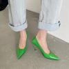 Summer Office Lady Women Pumps Shallow PU 9CM Thin High Heels Pointed Toe Slip On Fashion Dress Sandals Shoes for Woman
