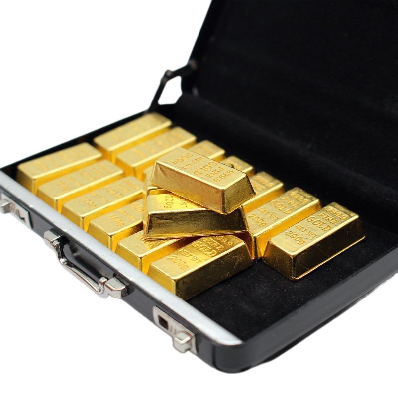 1Set Dollhouse Miniature Aluminum Alloy Suitcase Gold Bar Weapon Shooting Toys Model Password Cash Money Box Model Kids Toy