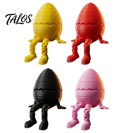 Unique Desktop Display 3D Printed Easter Egg Figurine, Articulated Humanoid Figure with Movable Joints, PLA Plastic Action Figures Shelf Sitter Statue