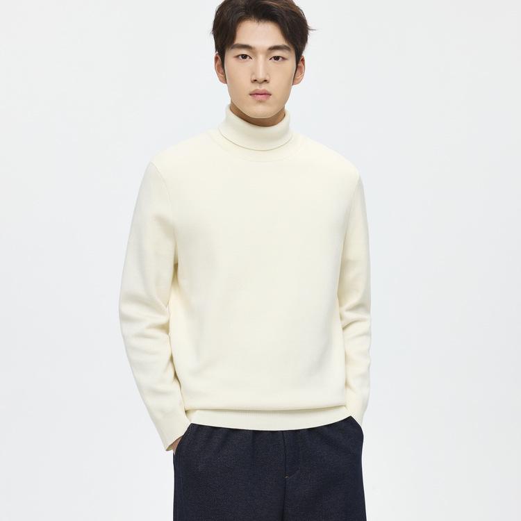 WOOG2005 Men s Self-Heating Thick High-Neck Sweater Base Layer for Autumn/Winter 2025 - Solid Color Knitwear. 3XL