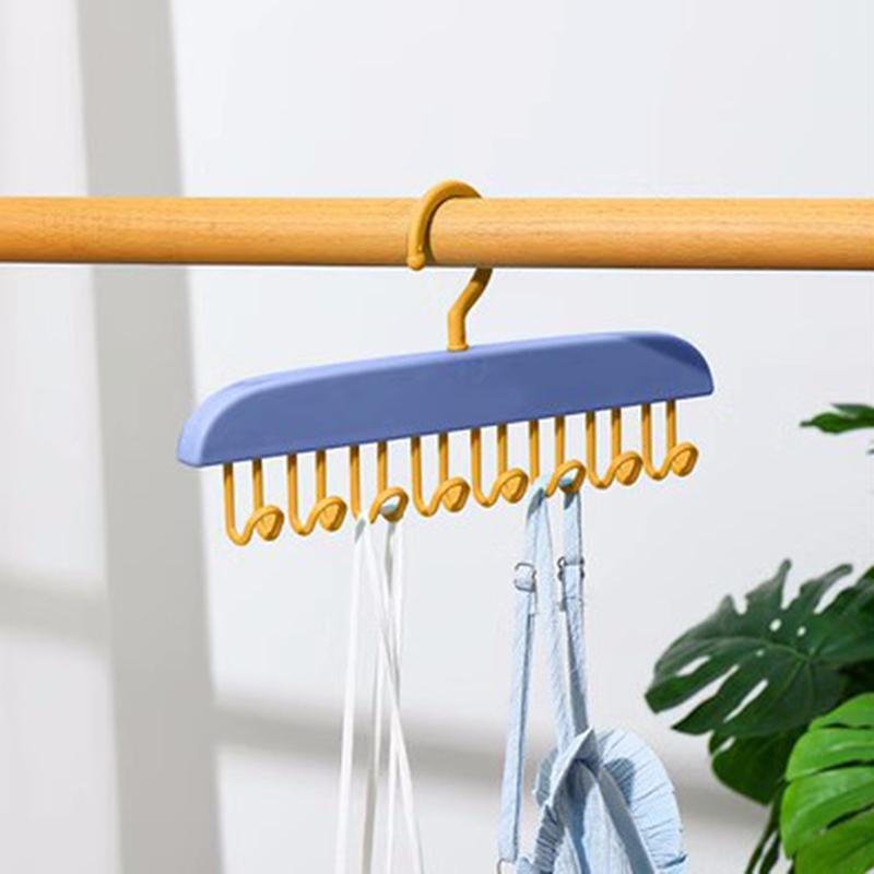 

Нескользящая пластиковая вешалка для шкафа, вешалка на 360 градусов, экономящая место, организующая и хранящая вешалку с крючками, аксессуары для нижнего белья синий