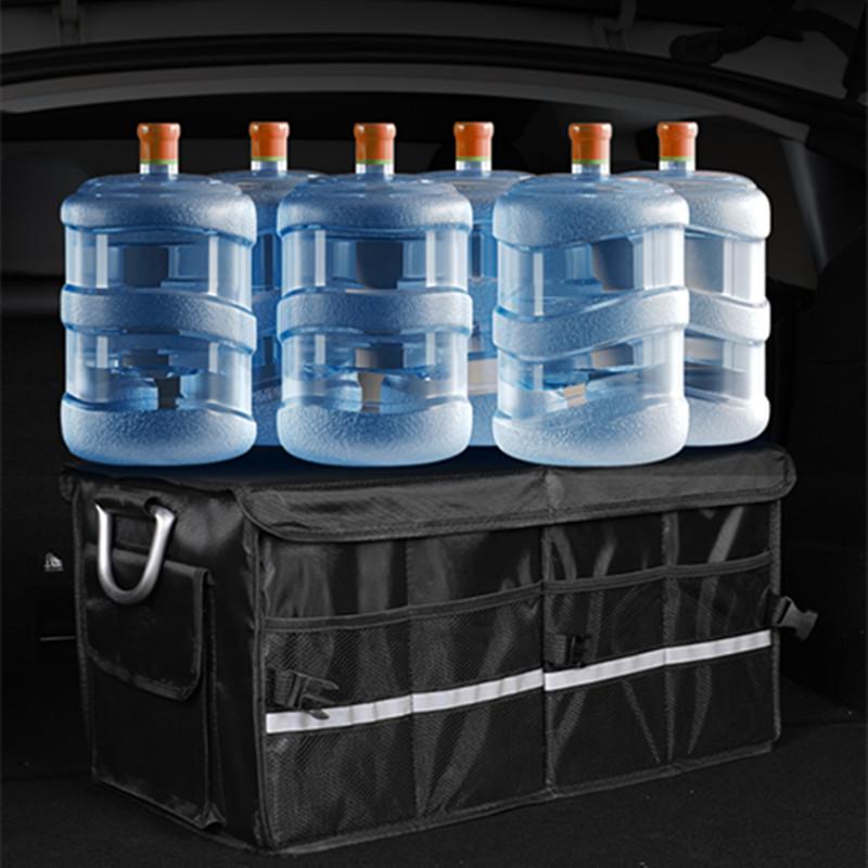 HQ Large Capacity Foldable Car Trunk Storage Box Oxford Cloth w/ Reflective Tape Sturdy Organizer for Car Camping Storage Bag