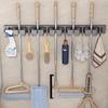3/4 Hooks Gray Mop Holder Broom Organizer Rack Mop Holder Wall Mounted Strong Broom Mop Holder Self Organizers Hang Broom