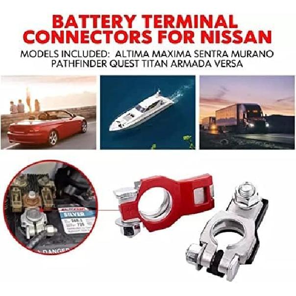 Battery Terminal Connectors(1 Pair), Positive & Negative Auto Battery Cable Terminal Top Post With Plastic Bottoms,Automotive Accessories Universal