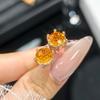 2025 Simple and Elegant Yellow Diamond Open Ring Women's Versatile Earnail Pendant Necklace Three Piece Set