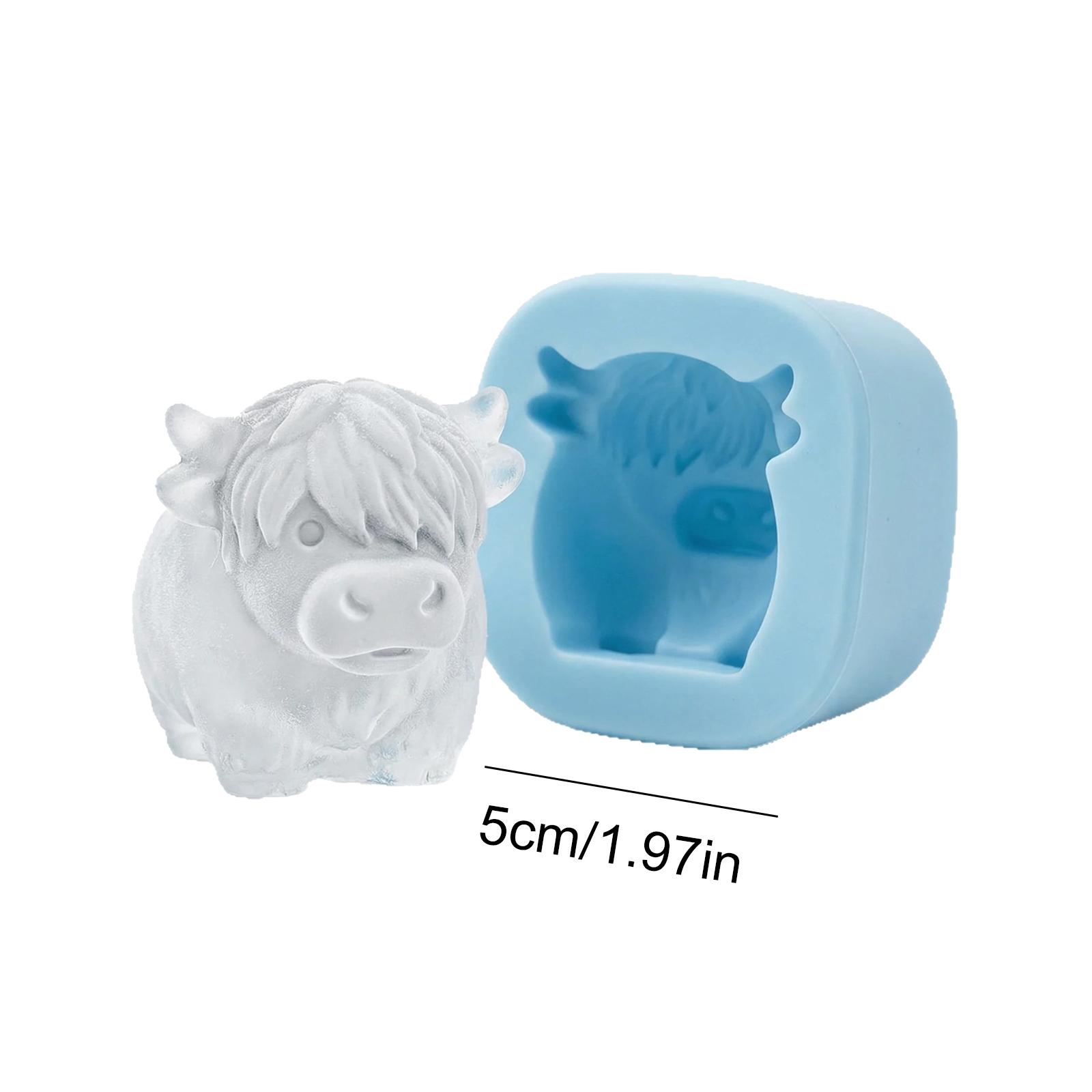 

Силиконовая форма для кубиков льда в виде милых животных, мягкая, эластичная, формы для литья шотландского крупного рогатого скота для шоколада, конфет, желе, домашних лакомств