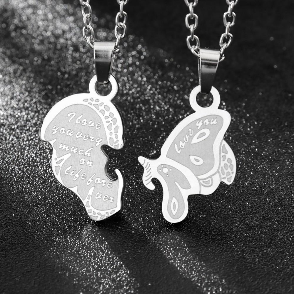 Personalized Couple Necklace Stainless Steel Splicing Butterfly Romantic Holiday Party Birthday Gift Accessories