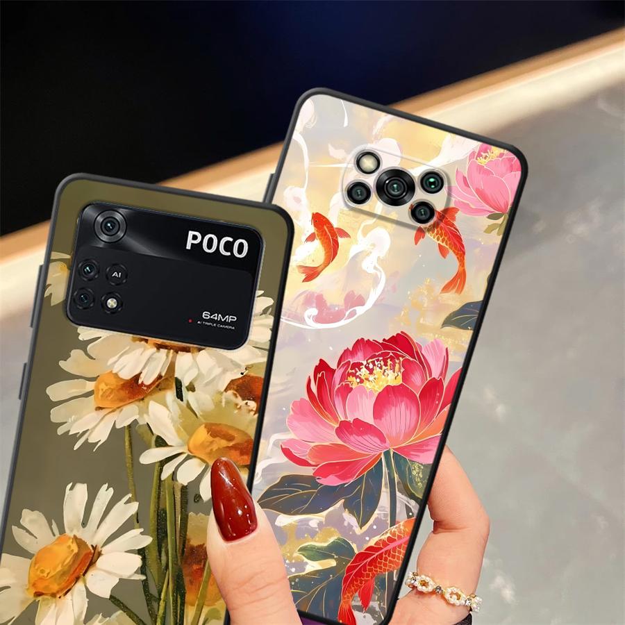 Hülle für Xiaomi Poco F8 M3 M4 M7 F1 C50 C61 M5 X3 X4 X5 X7 Pro F3 C71 C75 Funda Handyhülle Ölgemälde Blume
