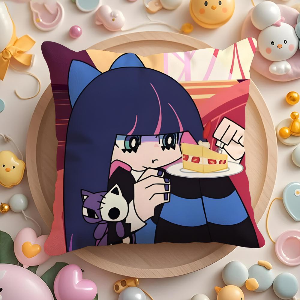 Anime P-panty and stocking Cushion Cover Home & Car Multi-Scene Pillow Cover - Reversible, Soft & Durable for Daily Use