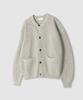 Andagain Minimalist Round Neck Pocket Cardigan (Oatmeal)