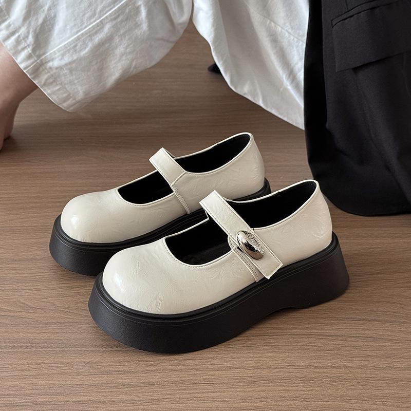 Japanese Jk Velcro Small Leather Shoes Women's 2025 Spring and Summer New Platform Muffin Women's Shoes British Style Mary Jane Single Shoes