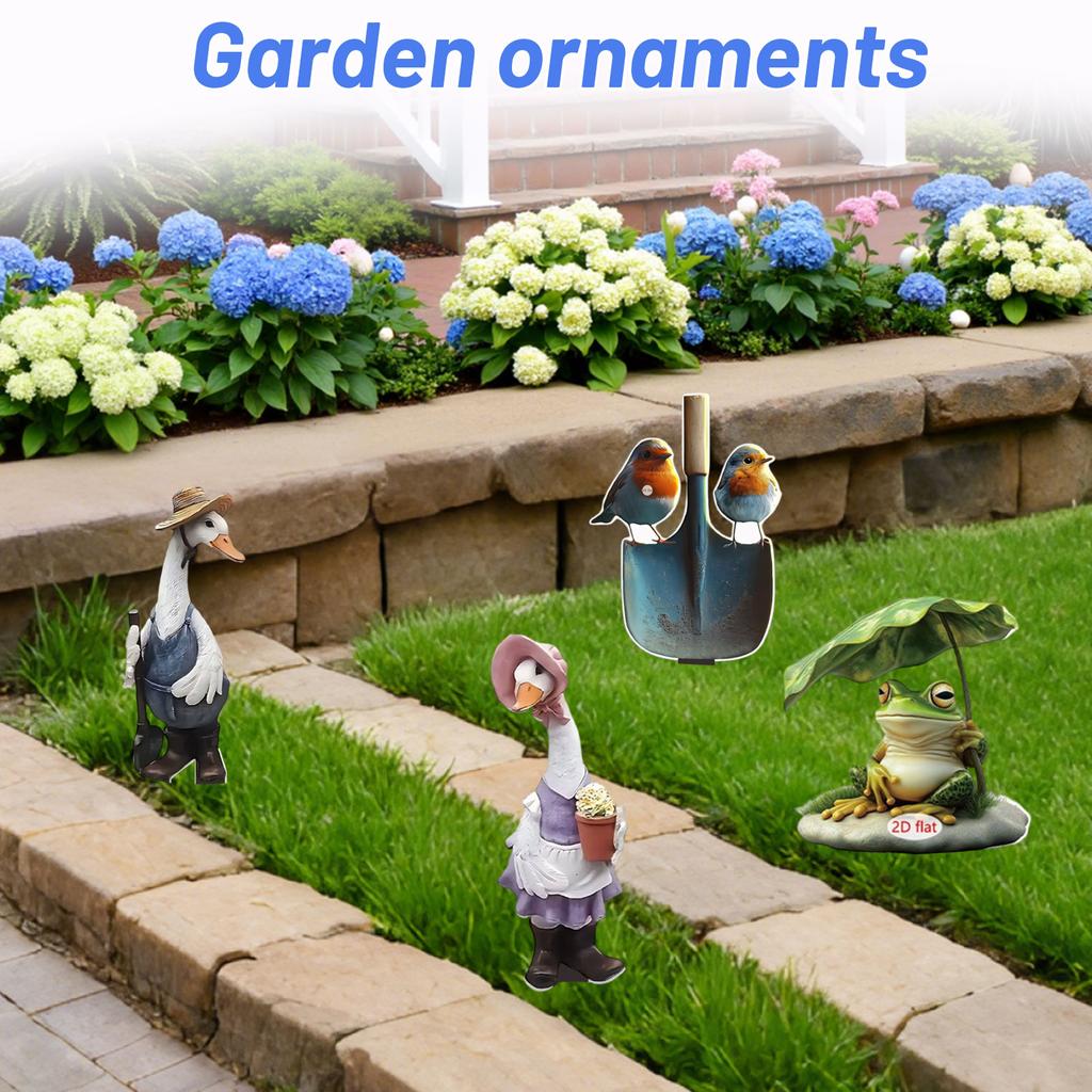 Acryl Tier Gartenspieß Entenfigur für Garten und Hausdekoration Flach 2D Außenornament für Rasen Weg Terrasse