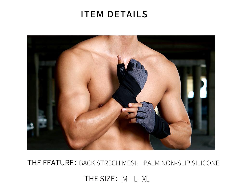 Custom Logo Half Finger Long Wrist Band Protection Gym Fitness Weight Lifting Gloves For Men