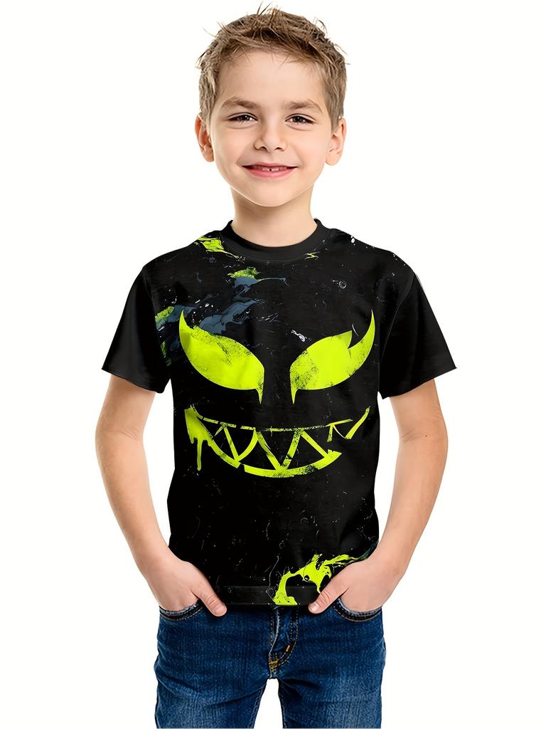 Kids Clothes Boys Tshirt Short Sleeve 3D Skull Print Children Summer Clothes Creative Stylish Streetwear Round Neck Girl Clothes