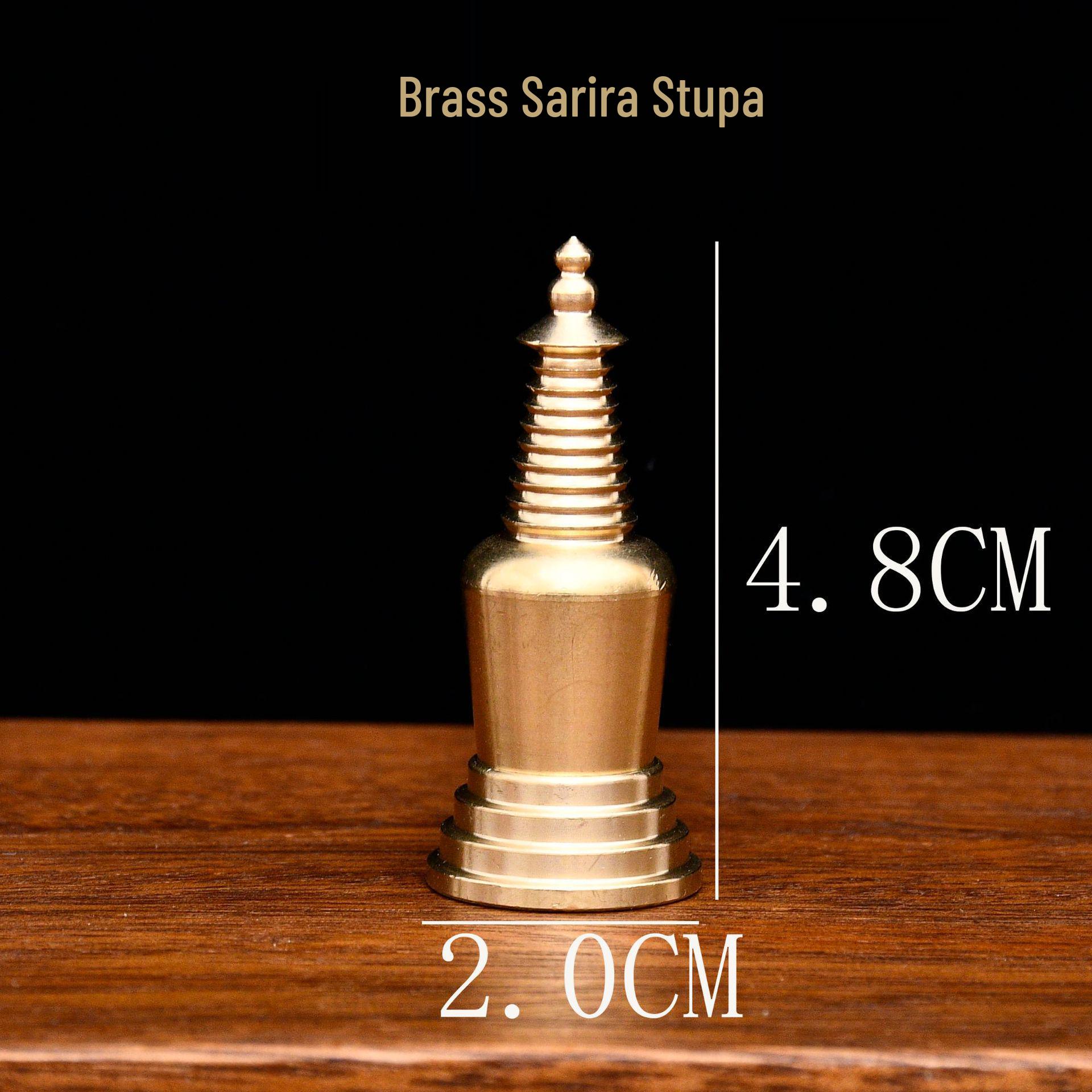 Brass Wutaishan Big White Pagoda Ornament with Bodhi Mountain Sutra Gahu Pendant