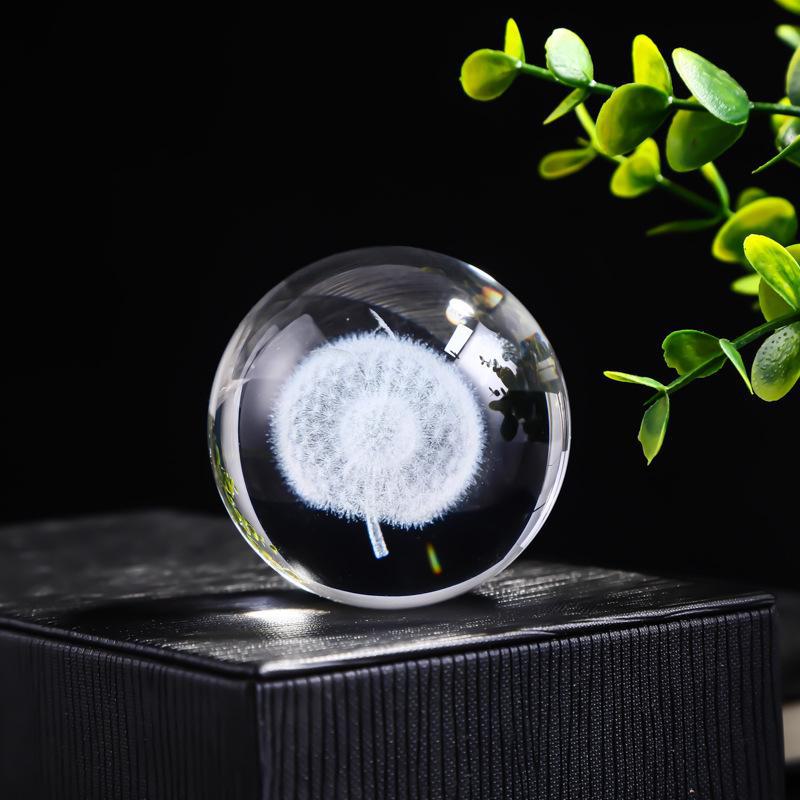 "40 Crystal Ball Ornaments: Rainy Day Clouds, Sun, Galaxy Design - Laser Engraved Cube for Home Decor and Gifts"