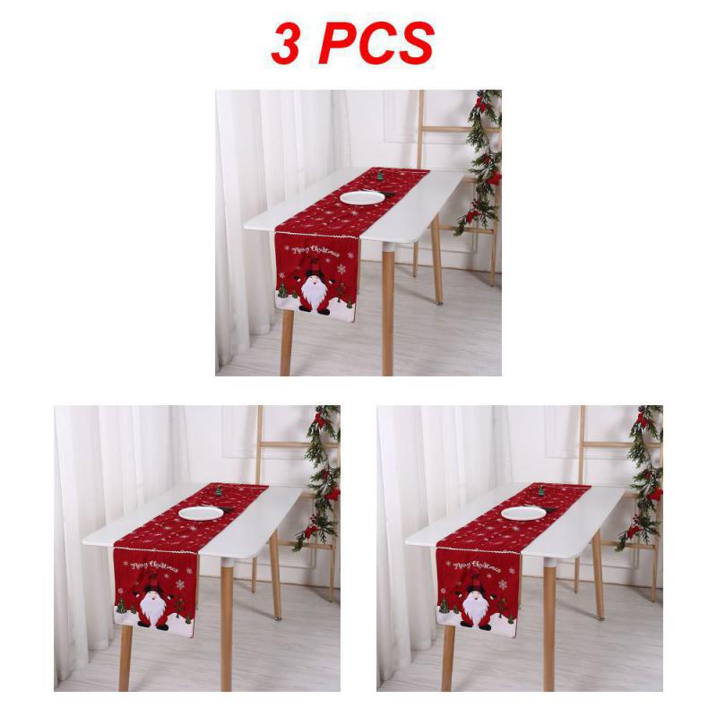 Linen Christmas Table Runner Snowman Xmas Tree Home Dining Table Cover Tablecloth 2024 Navidad Noel Christmas Decorations 2025