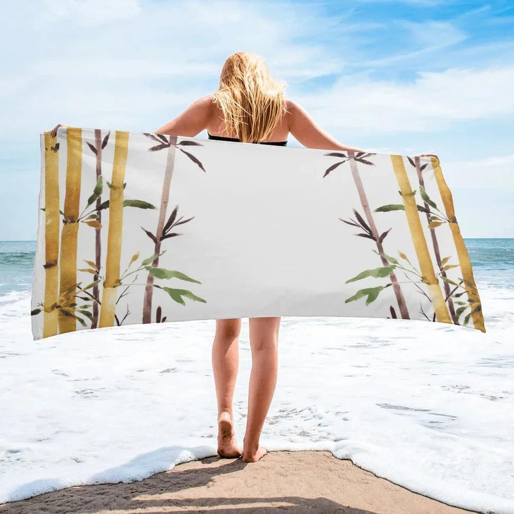 Bamboo Beach Towel Microfiber Bath Towel Quick Dry Sand Free Towels For Vacation Outdoor Swimming Pool Beach Yoga Travel Sports