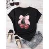 Fashion Cherry Print Women T-Shirt Short Sleeve Crew Neck Casual Tops for Summer Spring Women's Clothing Tops Tees