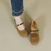 Soft leather Mary Jane single shoes, flat-soled splicing color doll shoes, soft-soled non-slip beanie shoes, single shoes